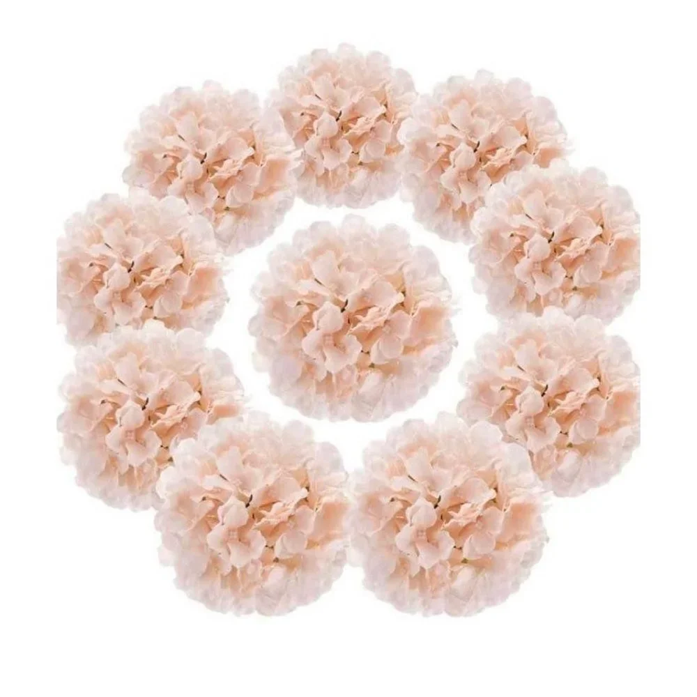 20 pack | Blush Pink Silk Hydrangea Flower with Stems Wedding Home Bouquet